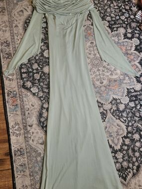 Meshki Kaitlin One Shoulder Slinky And Mesh Maxi Dress